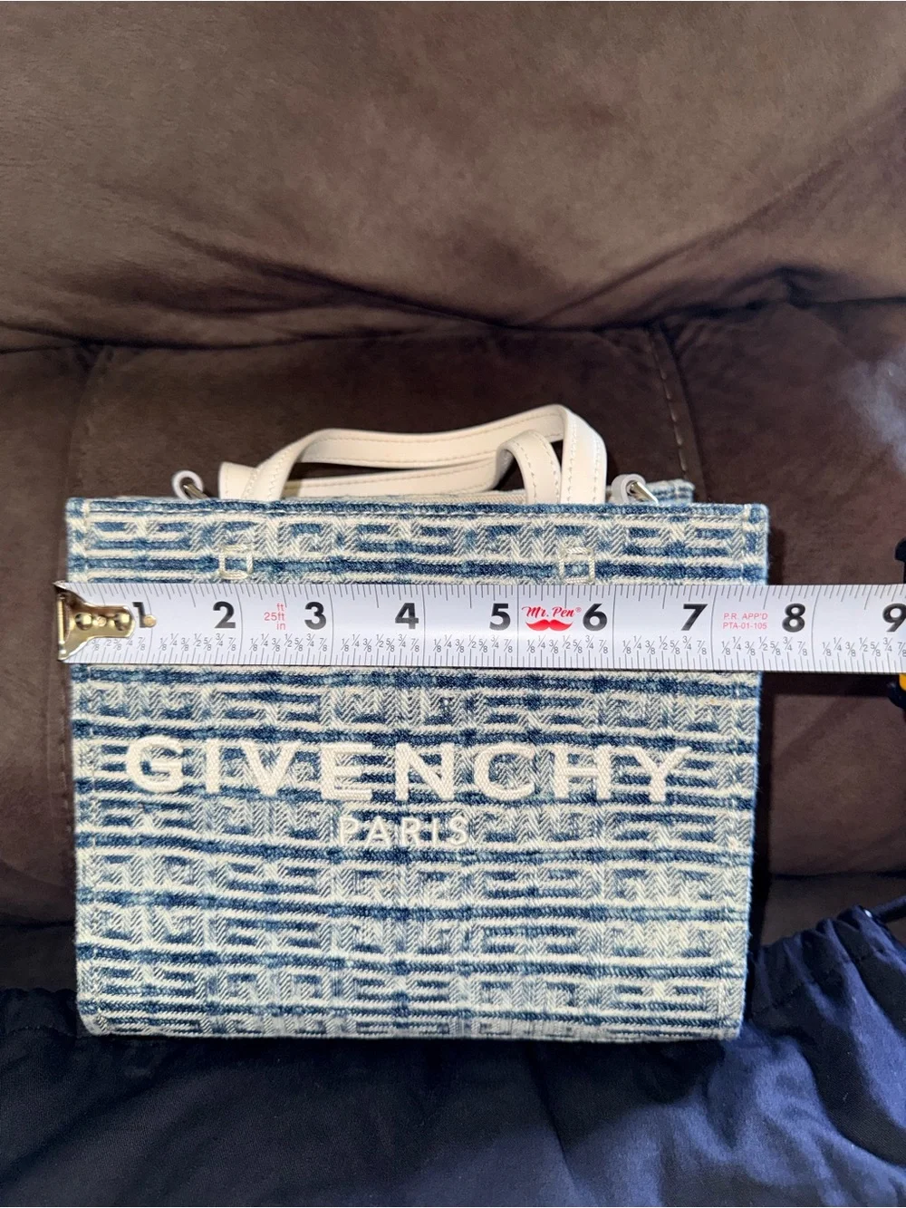 Givenchy Blue Denim Tote with Cream Leather Handles & Strap